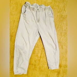 Zara Seafoam green lightweight cotton paper bag Casual Trousers